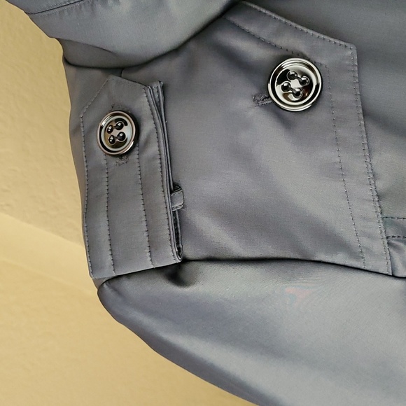 🆕️LONDON FOG Metallic Gray Water Resistant Double Breasted Trench Coat SIZE: PS - Picture 2 of 16